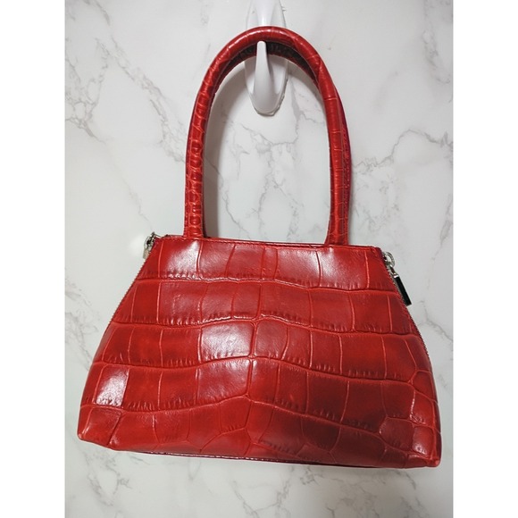 Furla Handbags - FURLA Vintage Red Crocodile-Embossed Leather Handbag - EUC